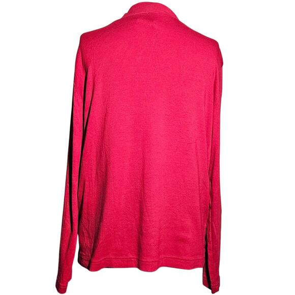 Red Mock Neck Cotton Long Sleeve Tee Size Large - Picture 2 of 3
